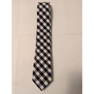 J Crew Classic Black White Gingham Check 100% Cotton Tie